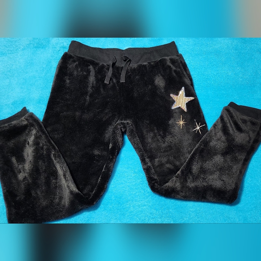 Wonder Nation Black Fuzzy Star Embroidered Pants